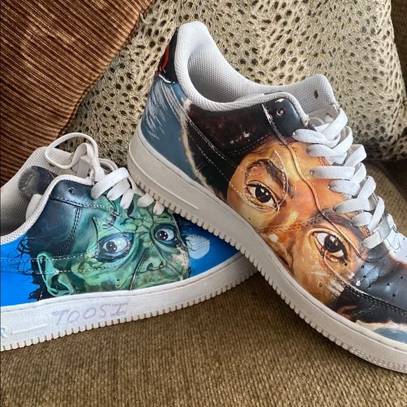 Nike Air Force One Michael Jackson Thriller Bad. Custom Hand Painted. Men’s 10.5 - Picture 2 of 13